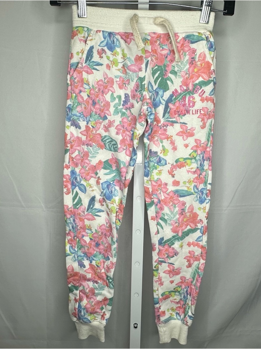 Girls Floral Sweatpants with Drawstring Waist